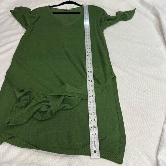 J. Jill Green Linen Blend Sweater Tunic Dress Top Lagenlook V Neck Sz S - Picture 4 of 9